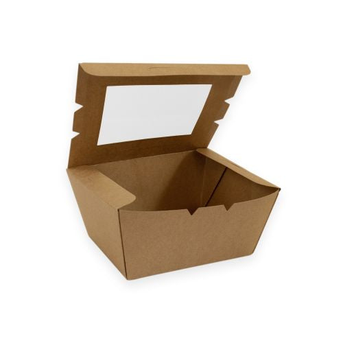 Sustain Sustain Paper Lunch Box PLA Window Kraft Brown Small - CT/200   