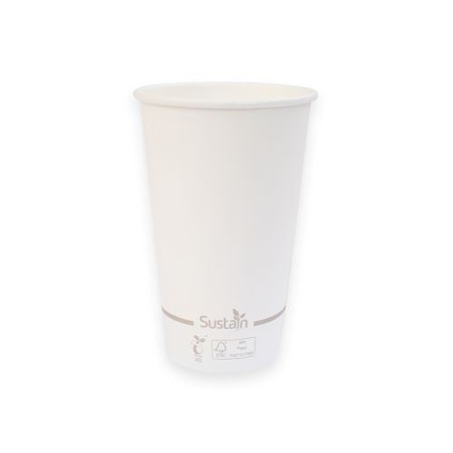 Sustain 16oz Single Wall Hot Coffee Cup Sustain PaperPBS White - CT/1000   