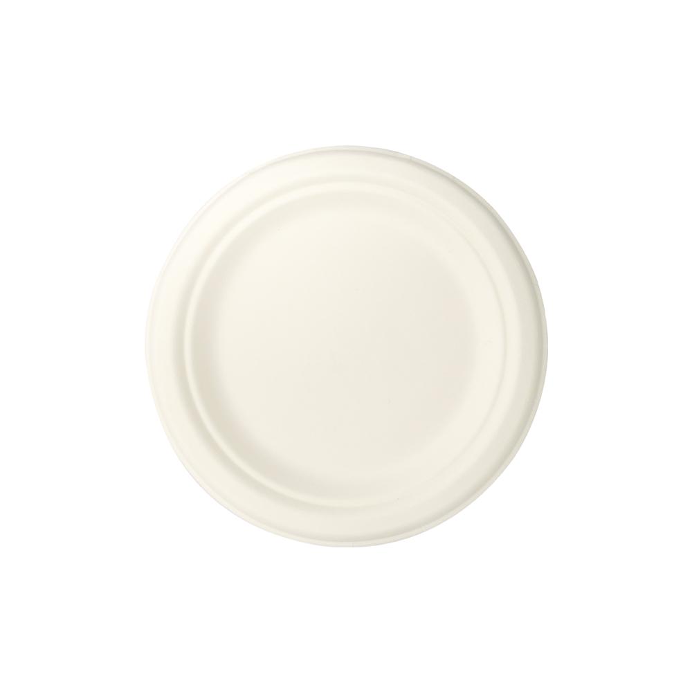 Sustain Sustain Sugarcane Round White Plate 7inch - CT/1000  White Carton of 1000