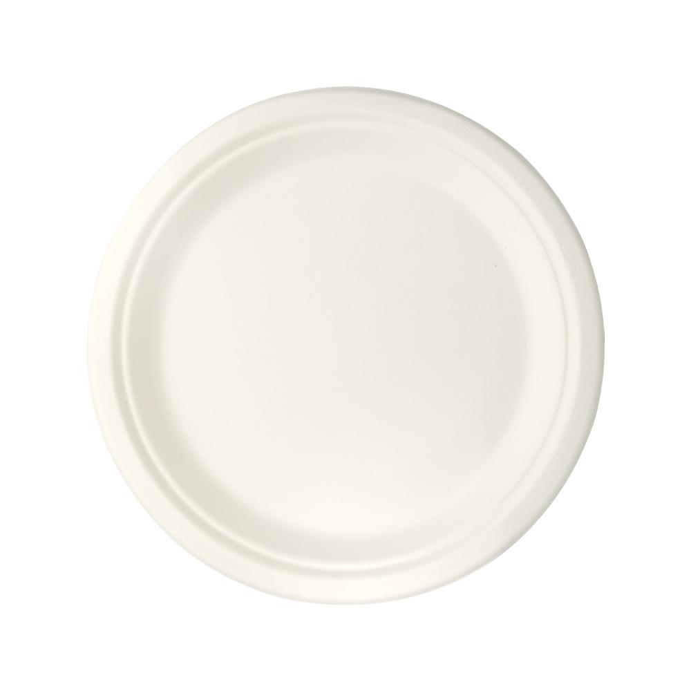 Sustain Sustain Sugarcane Round White Plate 9inch - CT/500  Carton of 500 